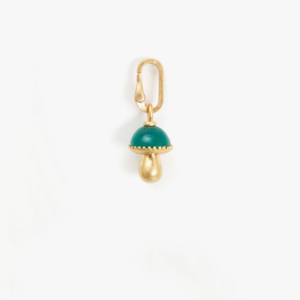 Clare V Green and Gold Mushroom Charm